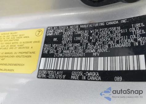 2007 Lexus Rx 350 from USA, damaged, VIN 2T2HK31U97C026401